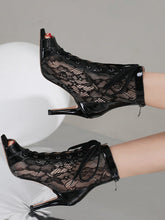 Bottes Vernies Maille Taille Plus avec Cordon Inversé